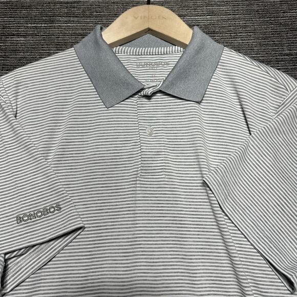 Bonobos Golf Polo Shirt Men's M Gray Striped Stretch Skim Fit GKT10928S - Picture 1 of 15